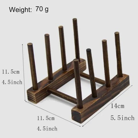 Wooden Dish Drainer Rack Kitchen Dishes Stand Plate Dish Drying Rack Pot Lid Racks Kitchen Organizer Drying Cups Display Shelf