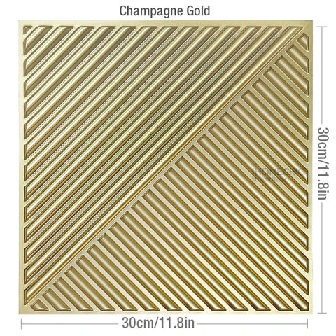 12pcs 30x30cm 3D Wall Panel Shining Gold 3D Wall Sticker Champagne gold color Wedding party background wall art Wood grain paper