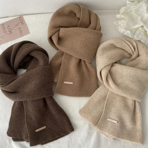 Winter Cashmere Blend Scarf Women Warm Thicken Luxury Shawl Wraps Female Warm Thick Wool Neckerchief Blankets Women Solid Colors