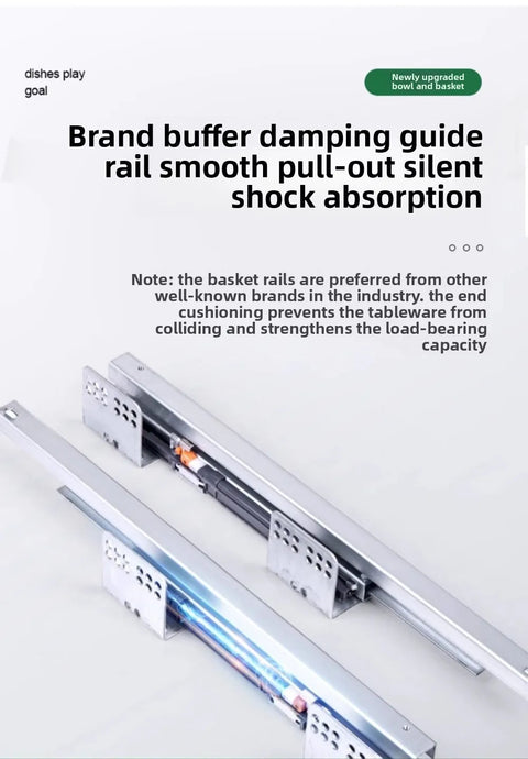 Cabinet Dish Basket 6A Carbon Steel Kitchen Drawer Type Double Layer Dish Basket Storage Bowl Rack With Drain Tray