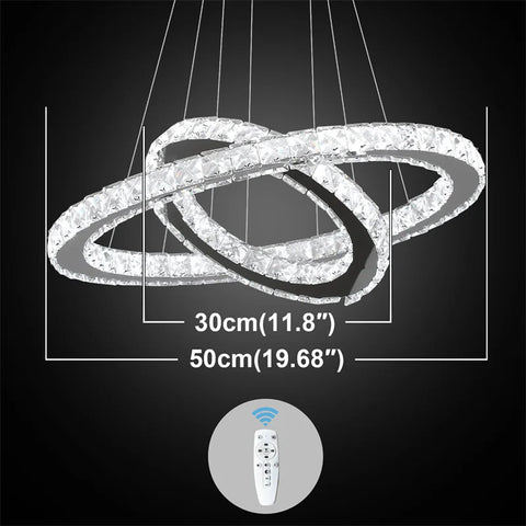 Modern Crystal Rings Led Chandelier Indoor Luxury Ceiling Lamp Dimming And Remote Control Pendan Lighting Chrome Lustre Fixtures