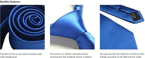 Mens Silk Tie 8cm Solid Red Blue Necktie Handkerchief Cufflinks Gift box set Formal Ties For Man Workplace Business Wedding Gift