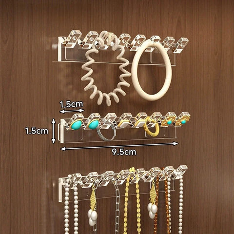 3/6Pcs Self-Adhesive Necklace Organizer, Space-Saving Multi-Functional Jewelry Organizer, Necklace Holder Wall Mounted