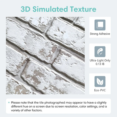 10 Pcs 3D Wall Panel Peel and Stick, 3D Brick Wall Sticker, Kitchen Adhesive Sticker, Tiles Stickers Waterproof