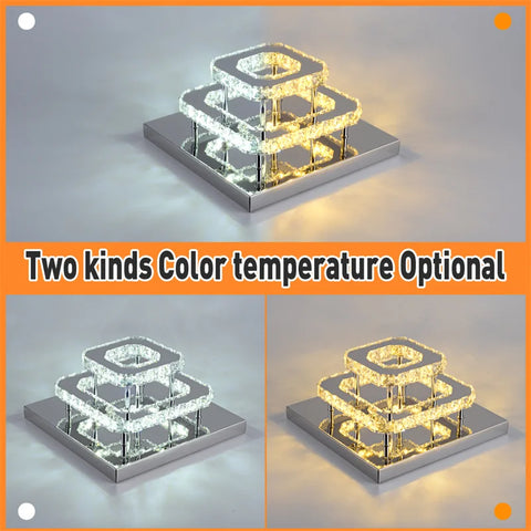 5 Rings Crystal Led Chandeliers Ceiling Mirror Stainless Steel Lustre Cristal For Kitchen Luminarias Parateto Fixtures Plafonier