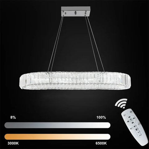 Modern Crystal Rings Led Chandelier Indoor Luxury Ceiling Lamp Dimming And Remote Control Pendan Lighting Chrome Lustre Fixtures