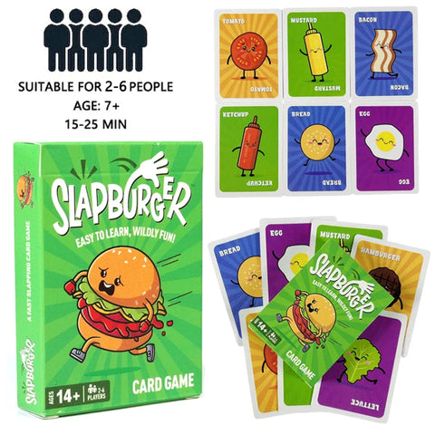 54PCS Slapburger Card Game Families Party Playing 2-6 Players Board Game Deck Table Game Children Adults Birthday Gifts