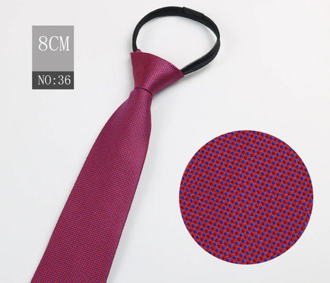 2023 New 8cm Width Pre-tied Zipper Neck Tie Striped Polka Dots Neckties For Men Corbatas Gravata Slim Suits Jacquard Cravat Tie