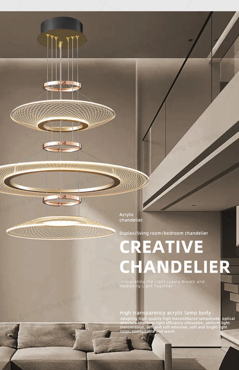 Living Room Chandeliers Restaurant Hanging Lamp Kitchen Pendant Lights Aluminum Chandeliers Villa Ceiling Led Chandelier