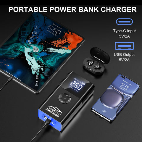 8000a Amp 180Psi Car Emergency Multifunction 12v Battery Booster Tire Inflator Super Compressor Jump Starter Power Bank Air Pump