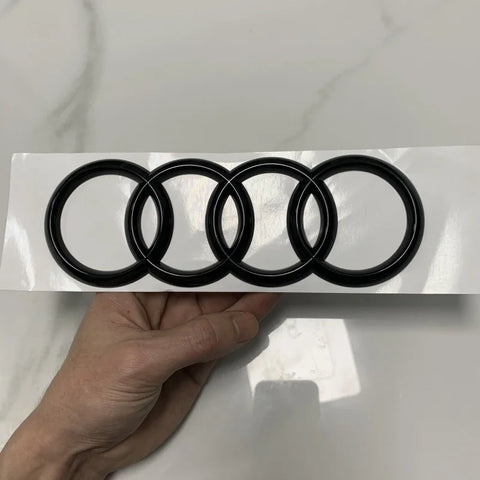 AUDI A6 4 Ring Logo ABS Black 2012-2024 Car Hood Front Grill Rear Trunk Emblem Badge Sticker Quattro Sline A6 Accessory refit