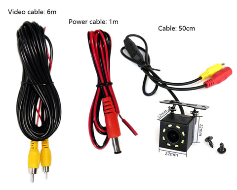 Car Rear View Camera 4/8/12 LED Night Vision Reversing Wide-angle Waterproof HD Reversing Image Universal Support Display