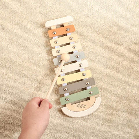 Montessori Wooden Toy Multicolor Xylophone Bell Beads Drum Column Musical Instrument Toy Kid Educational Musical Instrument Gift
