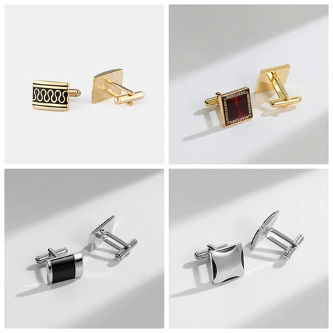 1Pair Square Man Shirt Cufflinks Copper Tie Clips & Cufflinks For Mens Luxury Wedding Guests Gifts Fashion Jewelry Men Cuffs