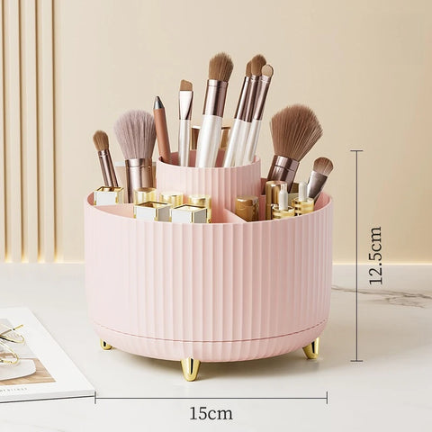 Rotating Makeup Brush Organizer 360 Degree Spinning Storage Box Cosmetic Brush Holder Desktop Organizer Pen Pencil Container