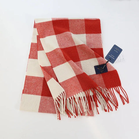 New Fashion Design Pure Wool Plaid Women Men Scarf British Classic Warm Couple Scarves High Quality Multicolored Tassel Muffler