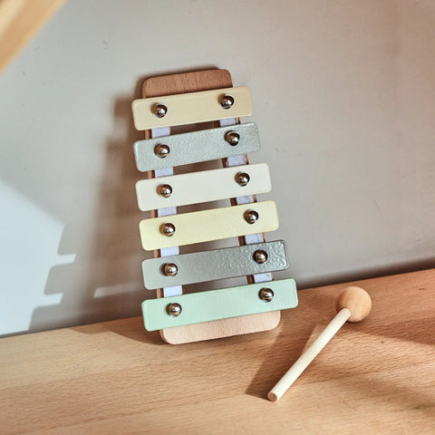 Montessori Wooden Toy Multicolor Xylophone Bell Beads Drum Column Musical Instrument Toy Kid Educational Musical Instrument Gift