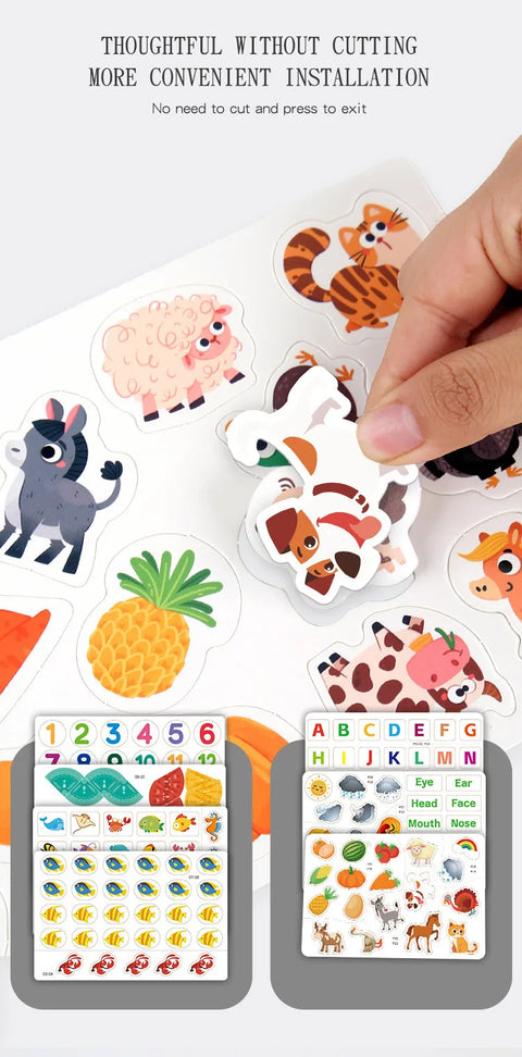 Busy Book for Toddlers Ages 2-6 Quiet Book Preschool Learning Activity Reusable Sticker & Velcro Matching Montessori Fine Mot