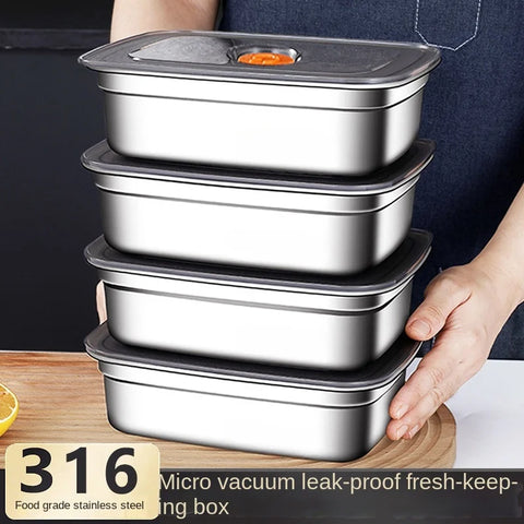 304 Stainless Steel Crisper, Lunch Box, Sealed Leak-proof Bento Box, Refrigerator Freezer Storage Box, Camping Lunch Box