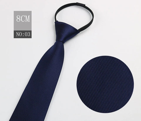 2023 New 8cm Width Pre-tied Zipper Neck Tie Striped Polka Dots Neckties For Men Corbatas Gravata Slim Suits Jacquard Cravat Tie