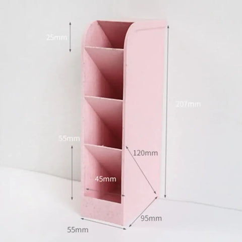 4Grid Macaron Color Oblique Insertion Desktop Organizer Pen Holder Pencil Makeup Brush Storage Box School Stationery