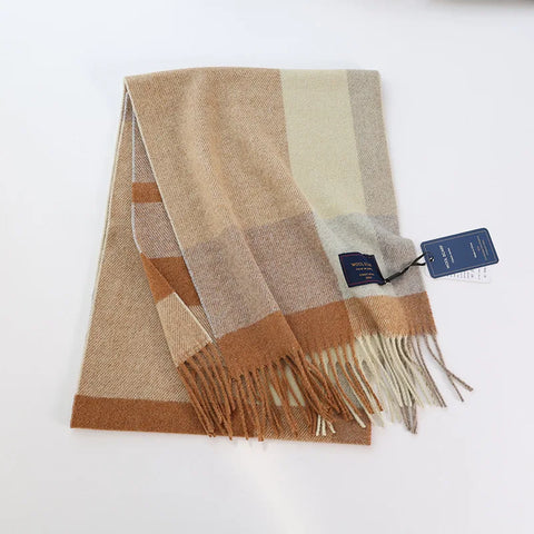 New Fashion Design Pure Wool Plaid Women Men Scarf British Classic Warm Couple Scarves High Quality Multicolored Tassel Muffler