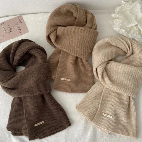Winter Cashmere Blend Scarf Women Warm Thicken Luxury Shawl Wraps Female Warm Thick Wool Neckerchief Blankets Women Solid Colors
