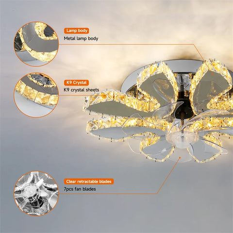 5 Rings Crystal Led Chandeliers Ceiling Mirror Stainless Steel Lustre Cristal For Kitchen Luminarias Parateto Fixtures Plafonier