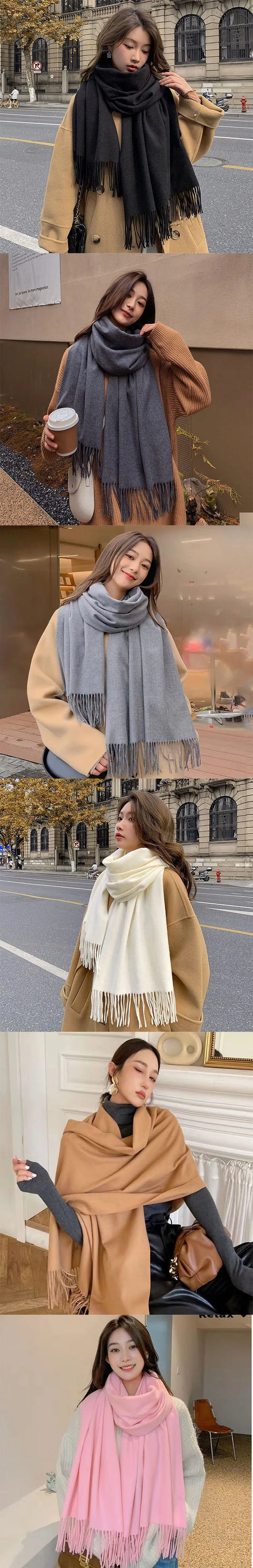 New Black Scarf Cashmere Woman Wool Ladies Scarf Warm Checkered Scarf Women's Winter Scarves Autumn XWJ07