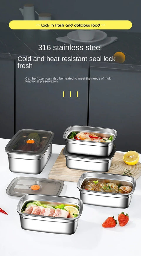 304 Stainless Steel Crisper, Lunch Box, Sealed Leak-proof Bento Box, Refrigerator Freezer Storage Box, Camping Lunch Box