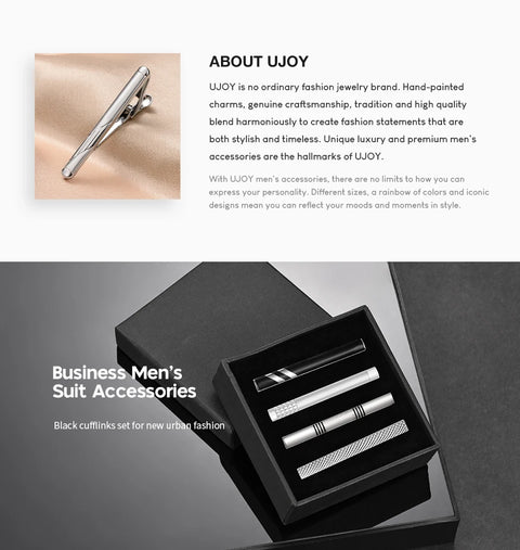 Tie Clip For Men Business Party Minimalist Tie Clips And Cufflinks To Man Shirt Gift Box Jewelry Men's Cuff Man Fashion Lawyer