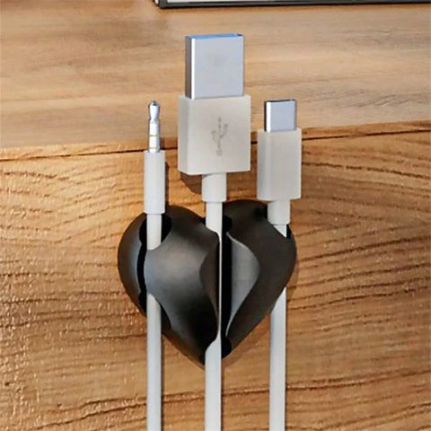 2pcs Heart-Shaped Mini Cable Winder Organizer USB Charging Cable Clips Desk Tidy Organiser Holder Protectors in Home Office Car