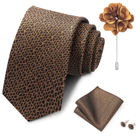 Wholesales Fashion 8 cm Tie Set Necktie Pocket Squares Cufflink Pin Set Purple Paisley Men Gravatas Fit Birthday Gift