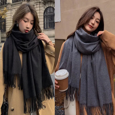 New Black Scarf Cashmere Woman Wool Ladies Scarf Warm Checkered Scarf Women's Winter Scarves Autumn XWJ07