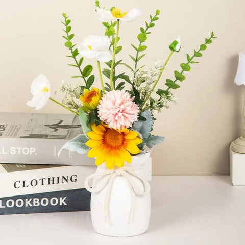 Modern Art White Flower Vase Plastic Bow Design Creative Plant Bottle Nordic Decorative Vase Living Room