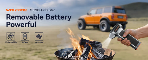 WOLFBOX MF200 Electric Air Duster Air Blower-320g Wind Pressure, Rechargeable 3-Gear Brushless Motor for Car/PC/Home/Outdoor
