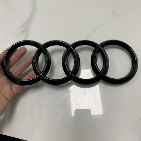 AUDI A6 4 Ring Logo ABS Black 2012-2024 Car Hood Front Grill Rear Trunk Emblem Badge Sticker Quattro Sline A6 Accessory refit