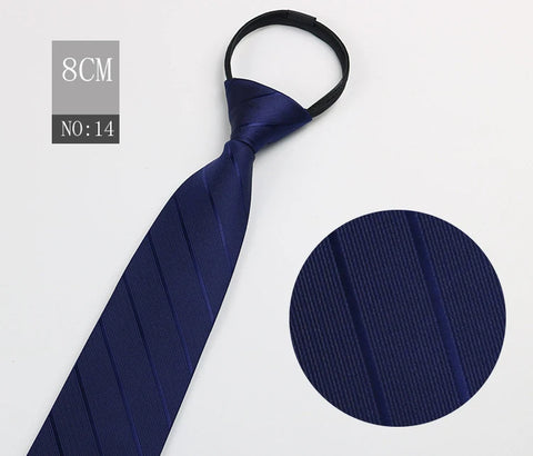 2023 New 8cm Width Pre-tied Zipper Neck Tie Striped Polka Dots Neckties For Men Corbatas Gravata Slim Suits Jacquard Cravat Tie