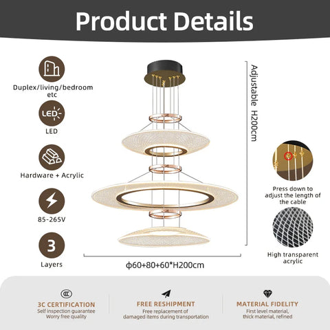 Living Room Chandeliers Restaurant Hanging Lamp Kitchen Pendant Lights Aluminum Chandeliers Villa Ceiling Led Chandelier