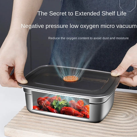 304 Stainless Steel Crisper, Lunch Box, Sealed Leak-proof Bento Box, Refrigerator Freezer Storage Box, Camping Lunch Box