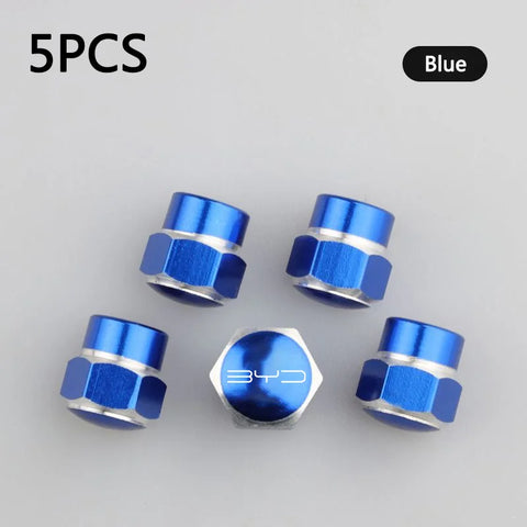 New 5Pcs 3D Metal Tire Valve Caps Car Tyre Air Stem Covers For BYD Seal Dolphin Song Yuan Max Qin Pro Han Plus Tang Ev Accessory