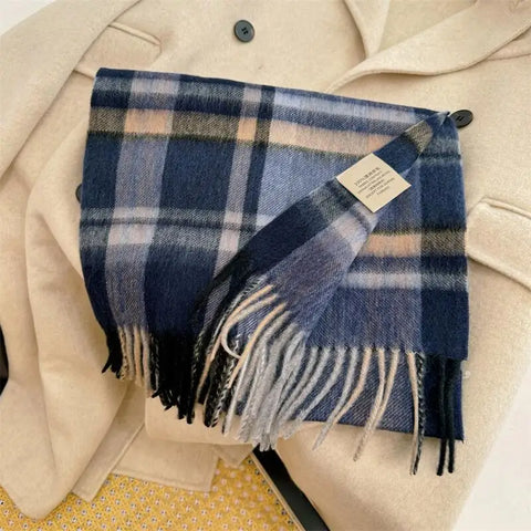 High Quality 100% Wool Scarf Men Female Fashion Classic Soft Cashmere Muffler Women Warm Thermal Shawl Outside Autumn Winter Men