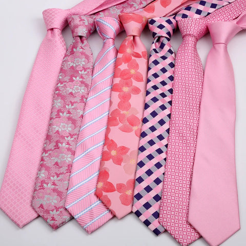 50 Colors Luxury 8CM Mens Necktie Pink Color Stripes Floral Plaid Solid Ties For Man Groom Neck Tie For Business Wedding Party