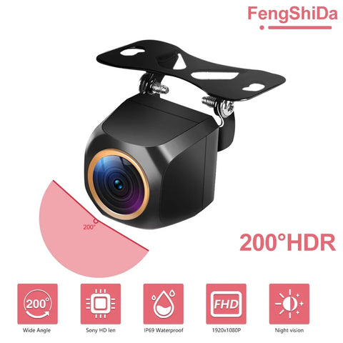 AHD 1920x1080P Car Rear View Camera 200° for Fisheye Golden Lens Full HDR Night Vision Vehicle back car reversing Front Camera