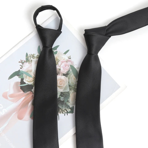 Black Colors Zipper Tie Handmade High Quality Necktie Skinny 6CM Men Ties for Man Women Jacquard Cravat Business Party Corbatas