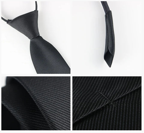 2023 New 8cm Width Pre-tied Zipper Neck Tie Striped Polka Dots Neckties For Men Corbatas Gravata Slim Suits Jacquard Cravat Tie