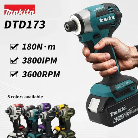 Makita DTD173 1800rpm Brushless Electric screwdriver Impact Driver 180Nm  Electric Drill Wood/Bolt/T-Mode For Makita 18V Battery