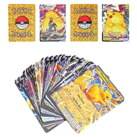 27-110Pcs Pokemon Gold Foil Card VMAX GX Cards English French Spanish German Pikachu Charizard Arceus Colour Pokémon Cards Gift