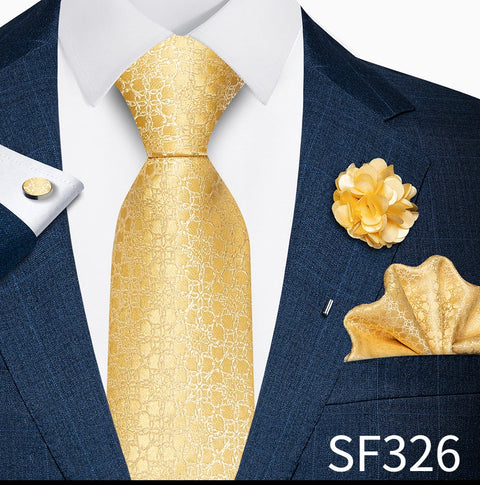 Wholesales Fashion 8 cm Tie Set Necktie Pocket Squares Cufflink Pin Set Purple Paisley Men Gravatas Fit Birthday Gift