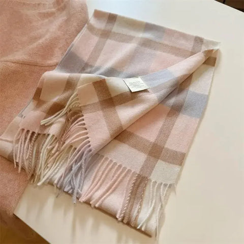 High Quality 100% Wool Scarf Men Female Fashion Classic Soft Cashmere Muffler Women Warm Thermal Shawl Outside Autumn Winter Men